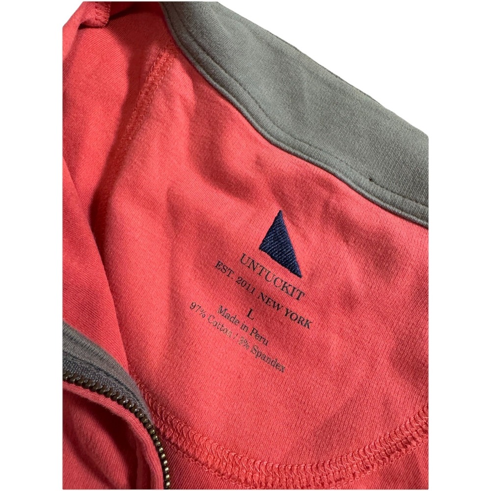 Untuckit Size Large Quarter Zip Sweatshirt Long Sleeve Shirt Casual Coral color